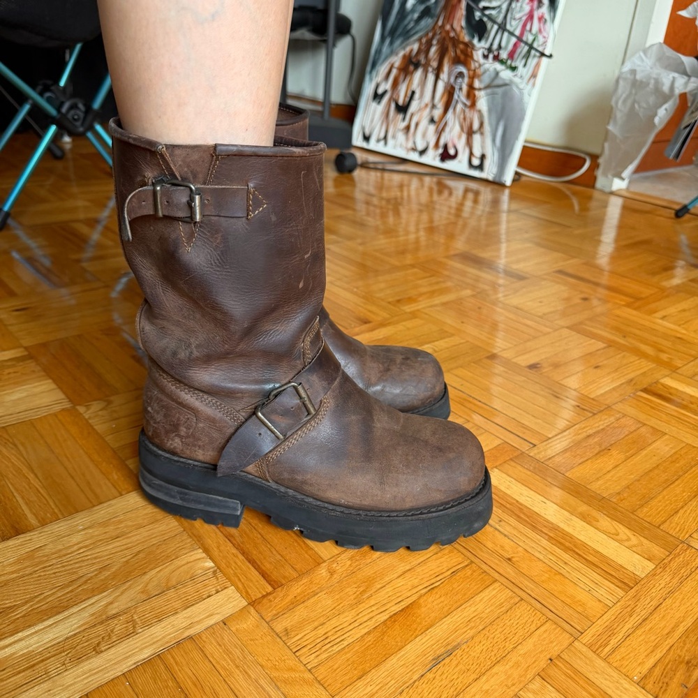 Brown Leather Men's Engineer Boots